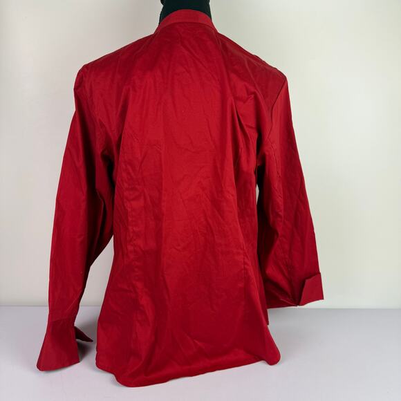 Signature by Larry Levine Women's Petite PL Red Button Down Blouse New Office - Picture 3 of 14